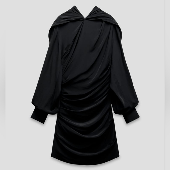 LIMITED EDITION Zara Cape Sleeve Black Mini Dress - Picture 11 of 16